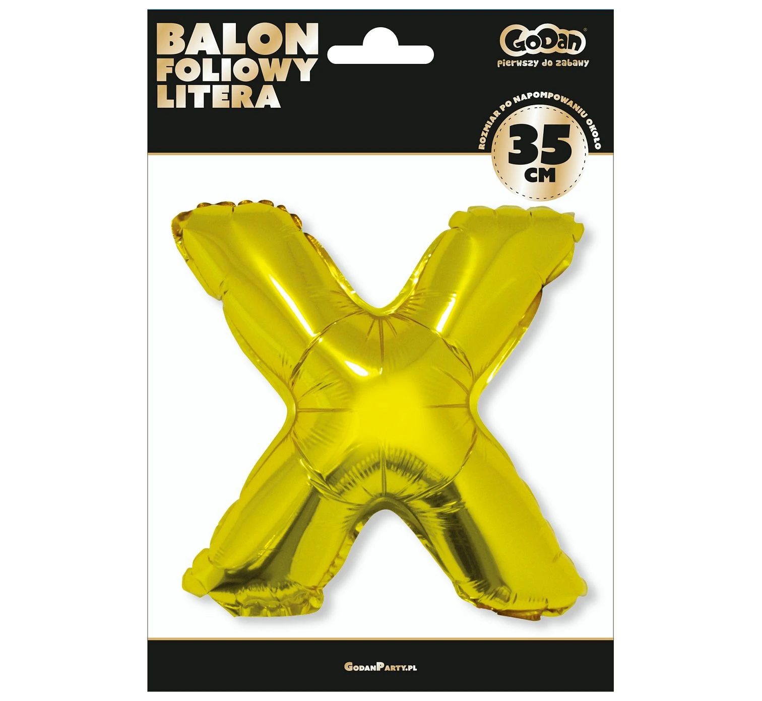 Balon foliowy "Litera X", złota, 35 cm KK