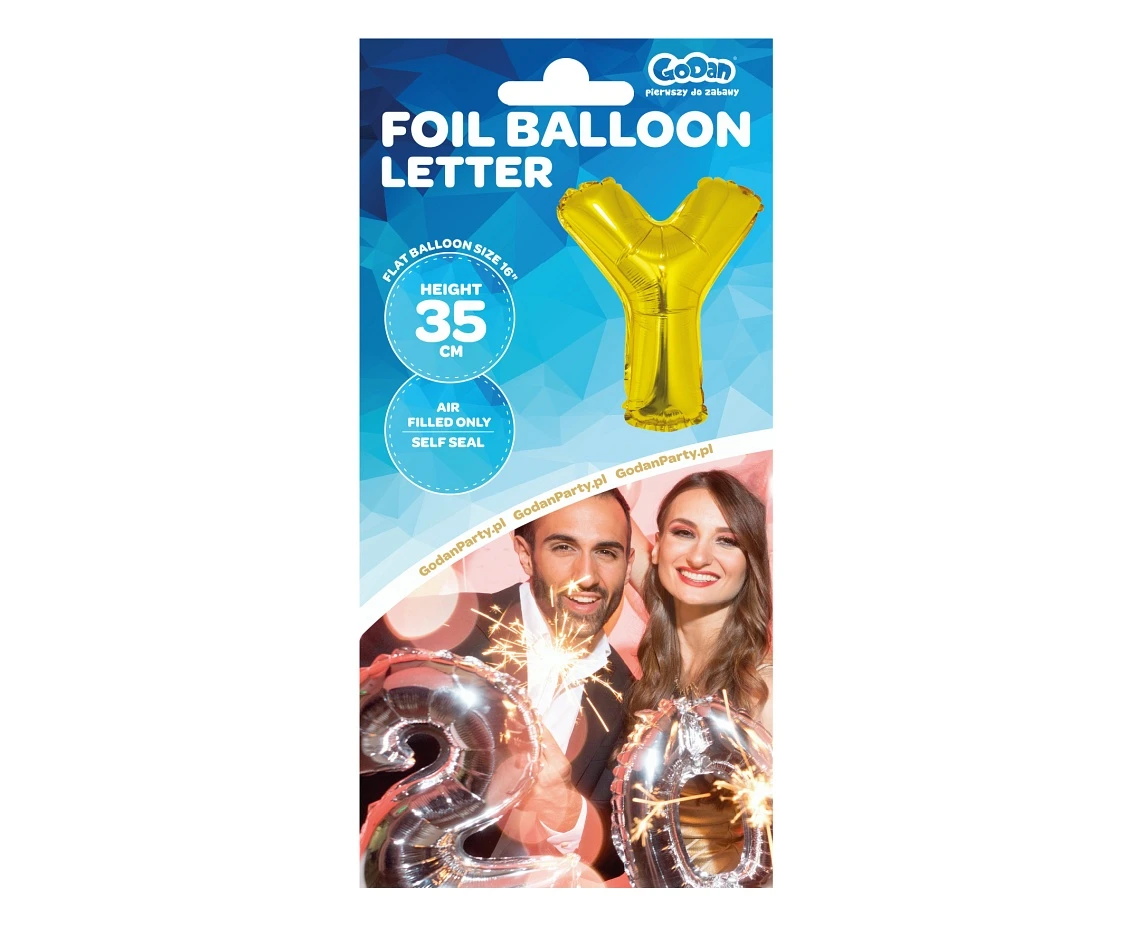 Balon foliowy "Litera Y", złota, 35 cm KK