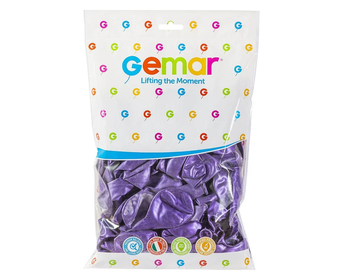 Balony Gemar 12", metalik fioletowe, 100szt.