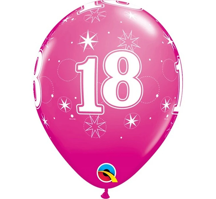 Balony Anagram 11", QL 18 gwiazdki i kółka, pastel żurawinowe, 6szt. KK