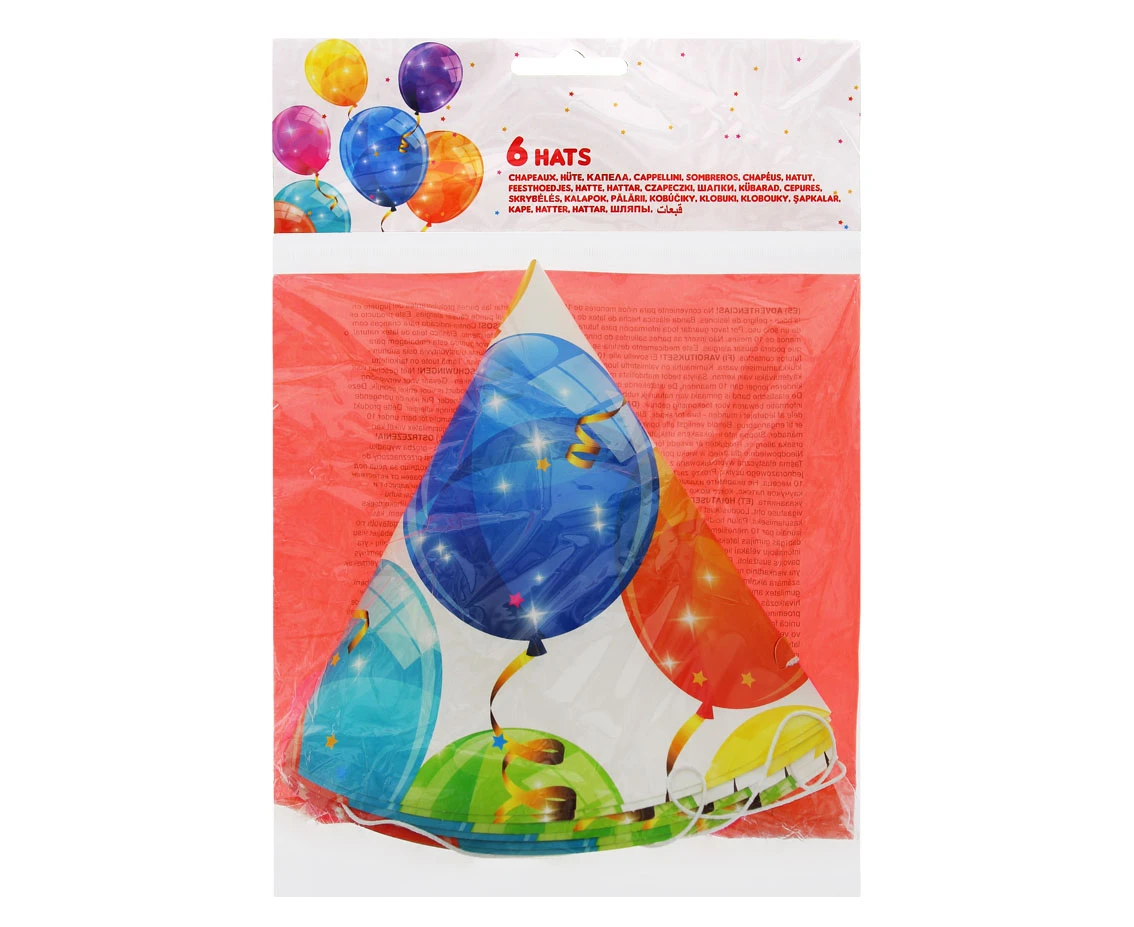 Czapeczki papierowe Sparkling Balloons, 6 szt.