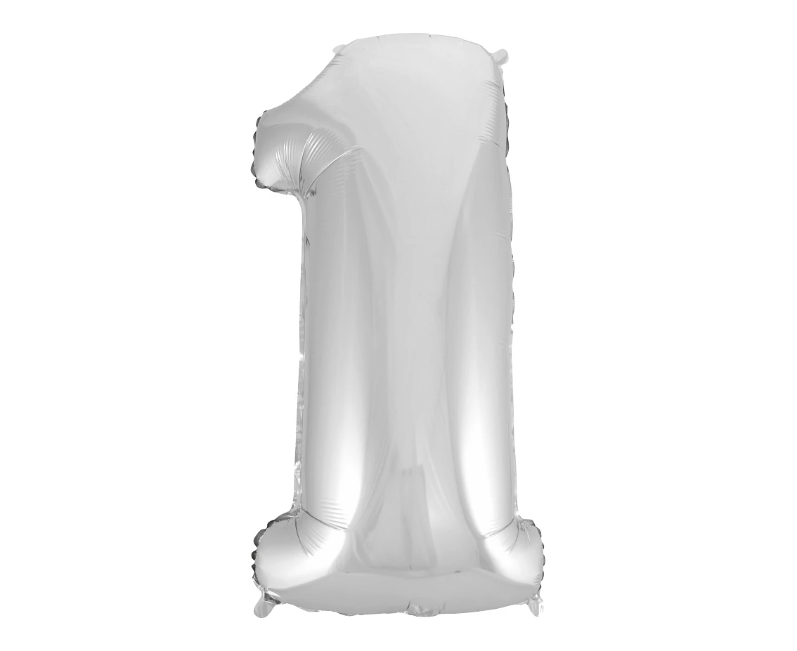 Balon foliowy B&C Cyfra 1, srebrna, 92 cm AA