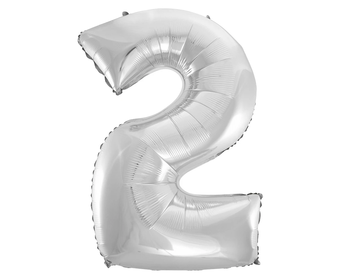 Balon foliowy B&C Cyfra 2, srebrna, 92 cm AA