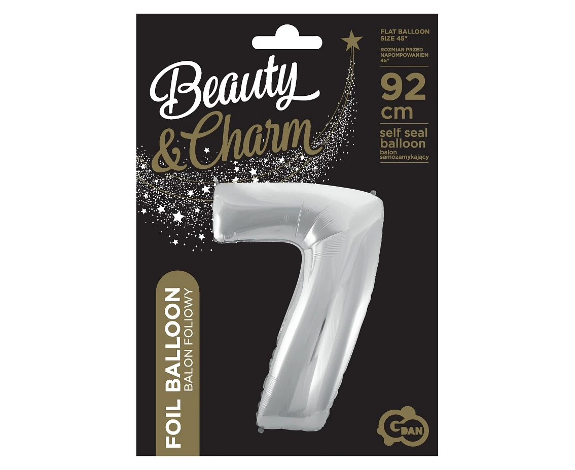 Balon foliowy B&C Cyfra 7, srebrna, 92 cm AA