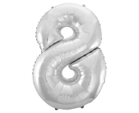 Balon foliowy B&C Cyfra 8, srebrna, 92 cm AA