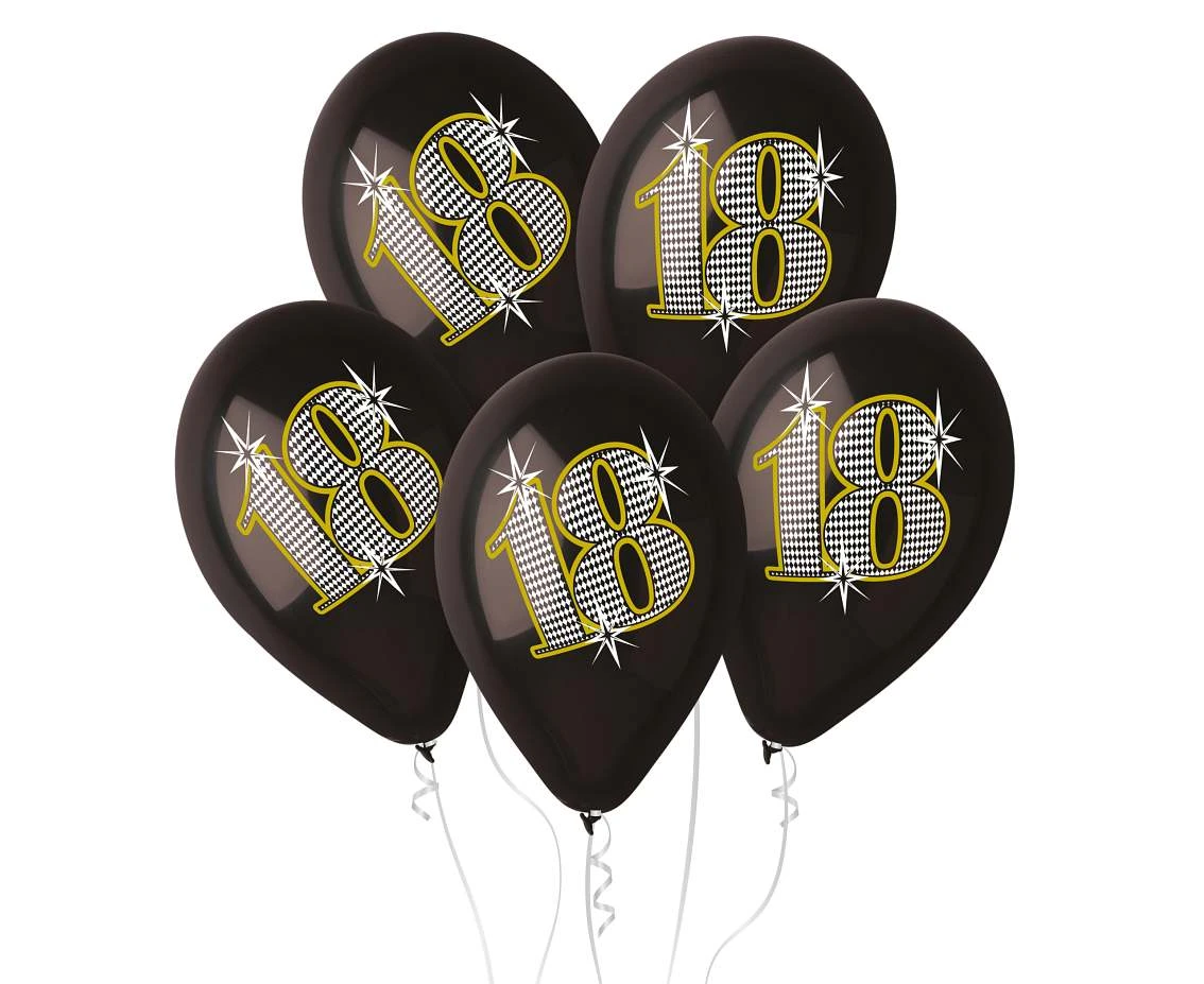 Balony Gemar 12", pastel premium "18", czarne, 5szt.