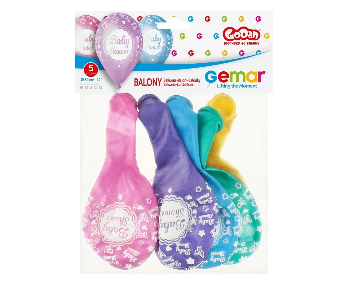 Balony Gemar 12", gms100, p482 premium baby shower, metalik, 5szt.