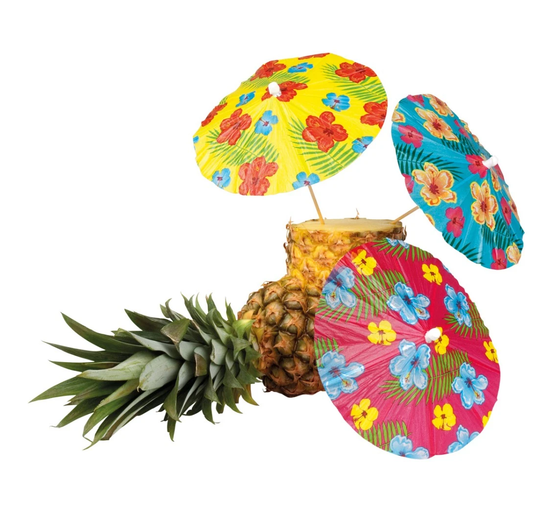 Parasolki do drinków, koktajlowe hawajskie - Hibiscus, 6 szt., 20 cm