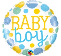 Balon foliowy 18" QL CIR "Baby Boy dots" KK