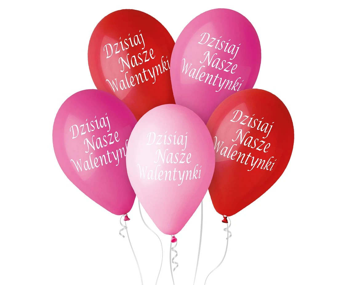 Balony Gemar 12", pastel premium "dzisiaj nasze walentynki", 5szt. KK