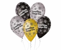 Balony Gemar 12", premium "szczęśliwego nowego roku", metalik, 6szt.