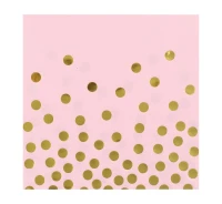 Serwetki papierowe "Złote groszki", różowe, rozm. 33 x 33 cm, 12 szt. KK