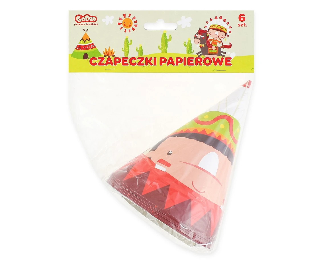 Czapeczki papierowe Indiańskie Party, 6 szt. KK