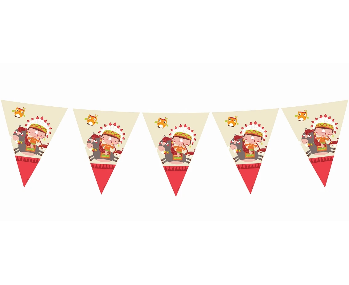 Banner flagi Indiańskie Party, dł. 360 cm, 11 flag KK