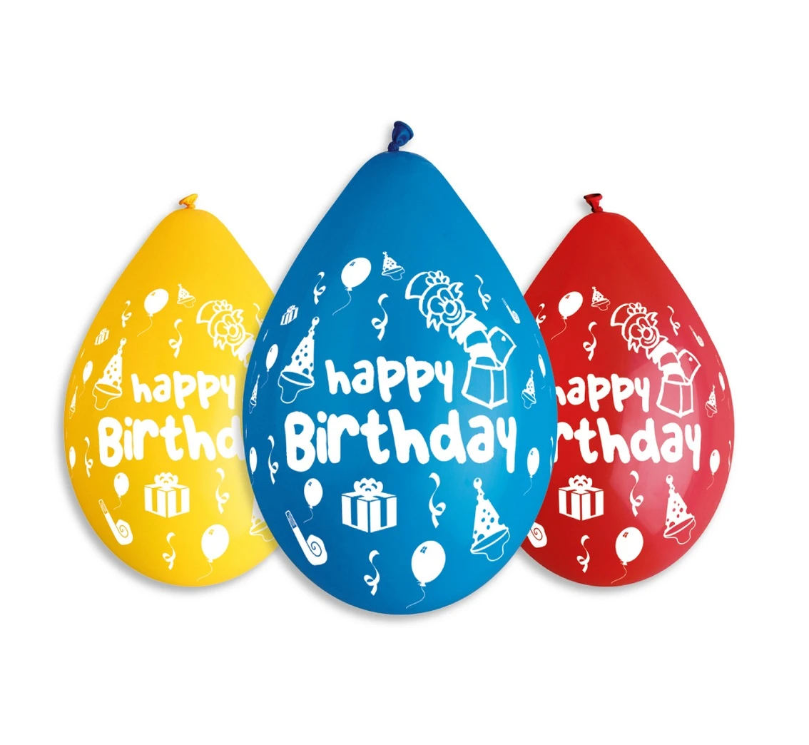 Balony Gemar 12", pastel premium "happy birthday (party), 5szt. (wiszące)
