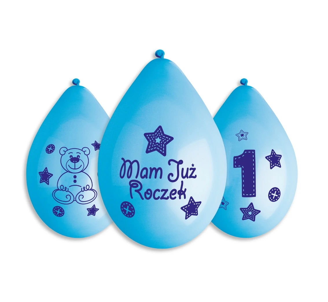 Balony Gemar 12", premium "moje 1 urodziny" (niebieski), 5szt. KK