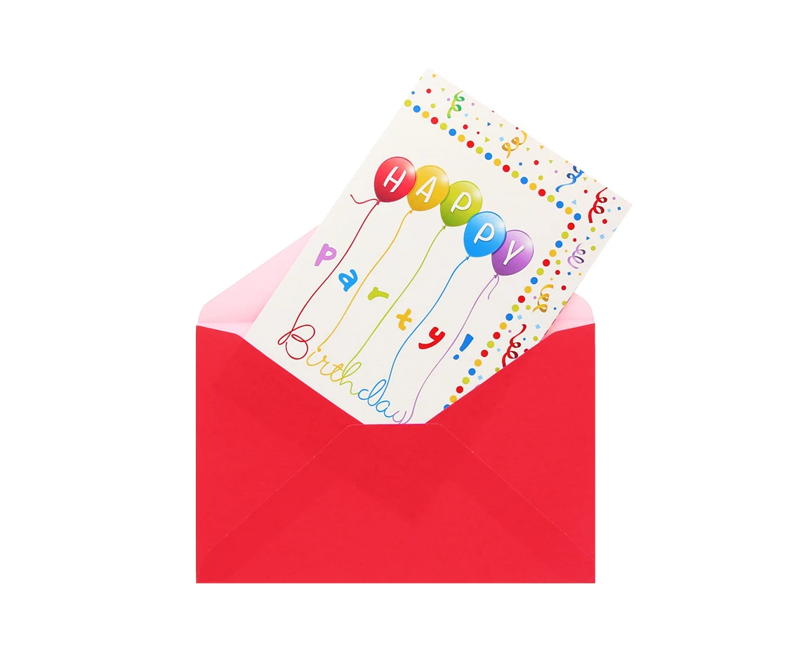 Zaproszenia z kopertami Happy Birthday Streamers Party, 6 szt.