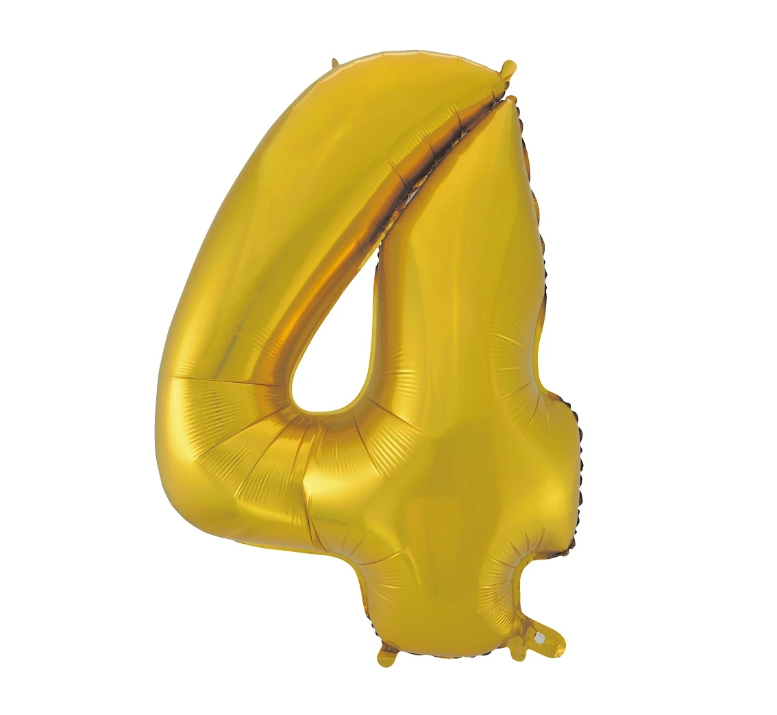 Balon foliowy B&C "Cyfra 4", złota, matowa, 92 cm KK