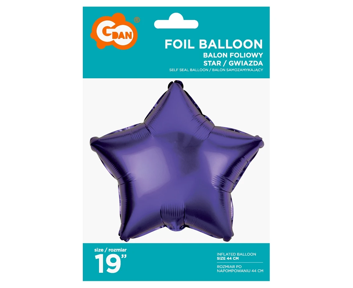 Balon foliowy "Gwiazda", fioletowa, 19" KK