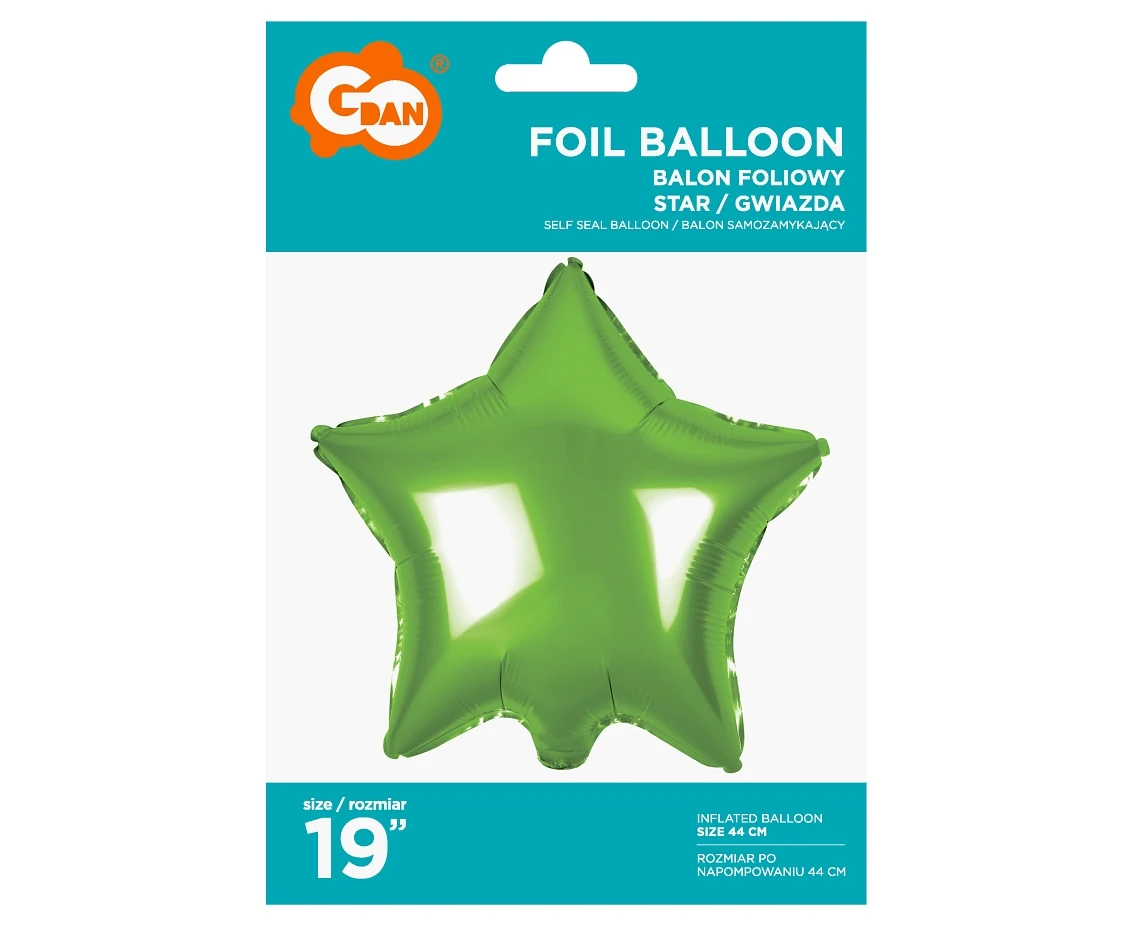 Balon foliowy  19" "Gwiazda", j. zielona, KK