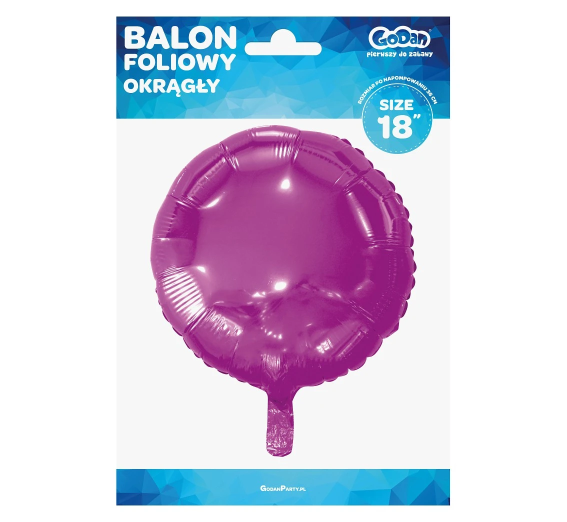 Balon foliowy "Okrągły", ciemnoróżowy, 18" KK