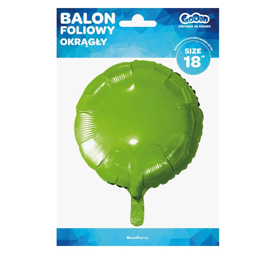 Balon foliowy "Okrągły", j. zielony, 18" KK