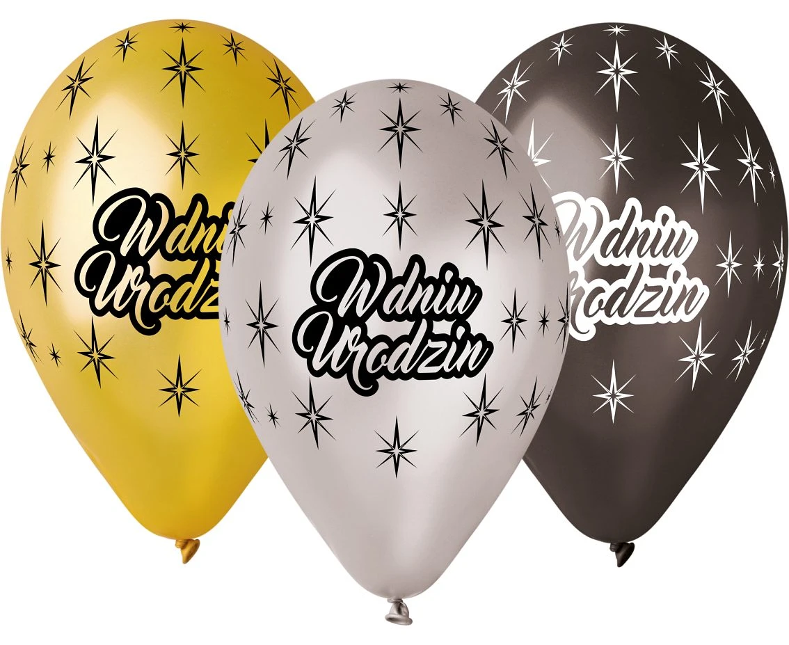 Balony Gemar 12", premium w dniu urodzin, metalik, 6szt.