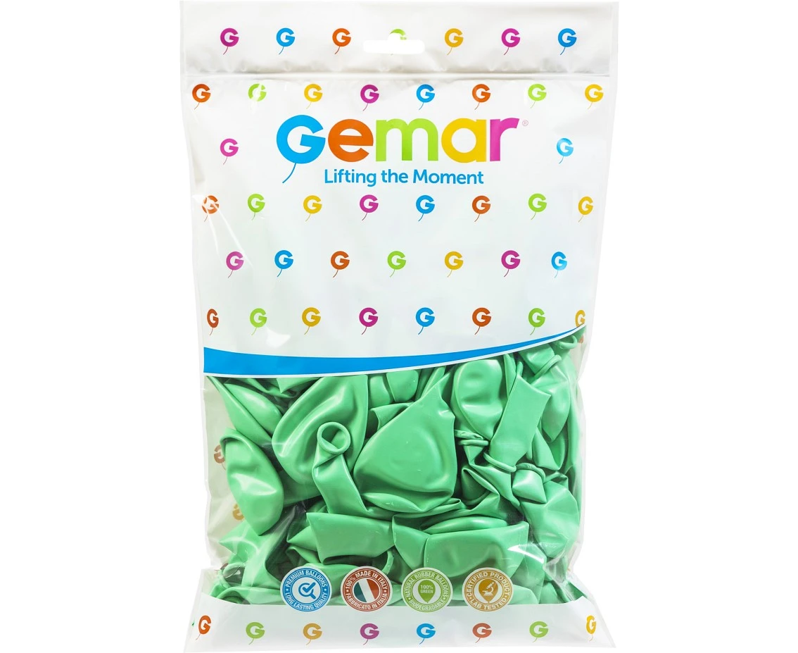 Balony Gemar 10", pastel zielone miętowe macaron, 100szt.