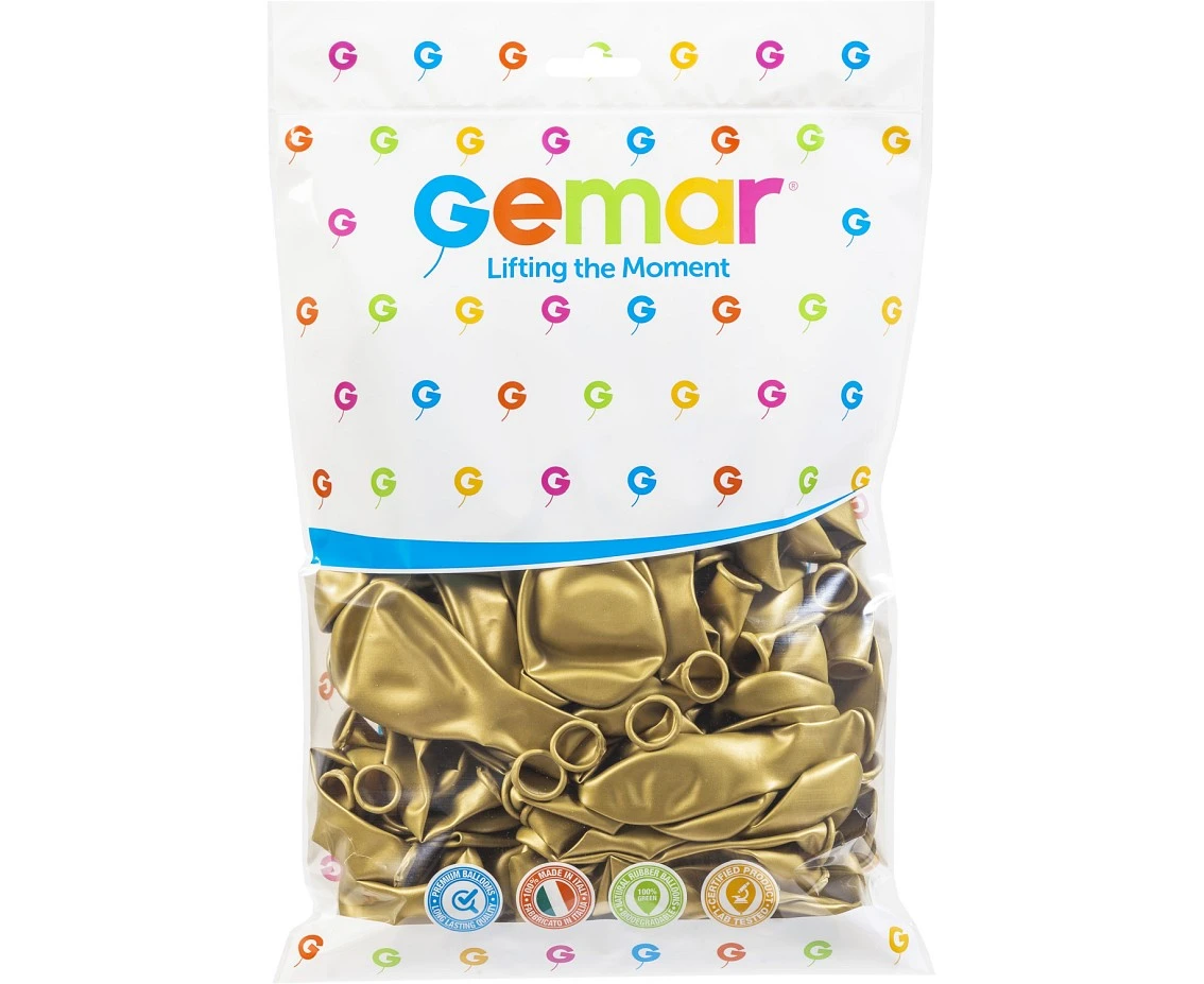 Balony Gemar 10", metalik złote dorato, 100szt.