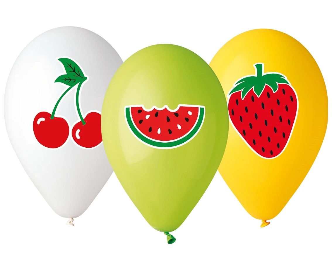 Balony Gemar 13", pastel premium hel "owoce", 5szt. KK
