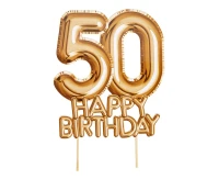 Piker "Glitz & Glamour",złoty napis 50 HAPPY BIRTHDAY