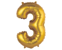 Balon foliowy "Cyfra 3", złota, matowa, 35 cm KK