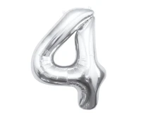 Balon foliowy B&C Cyfra 4, srebrna, 85 cm