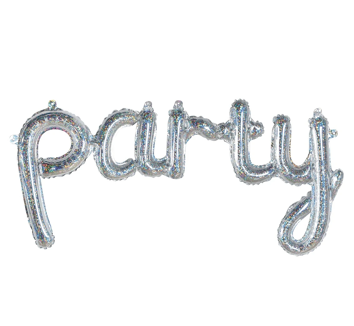 Balon foliowy Napis PARTY, holo, 82 cm KK