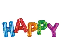 Balon foliowy "Napis HAPPY", kolorowy, 95x35 cm KK