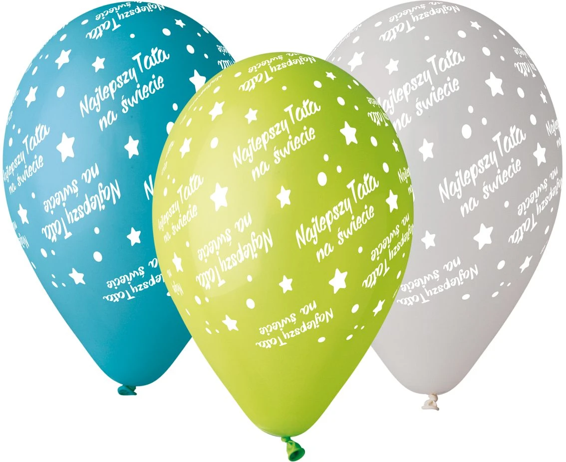 Balony Gemar 12", premium "najlepszy tata", pastelowe, 5szt. KK