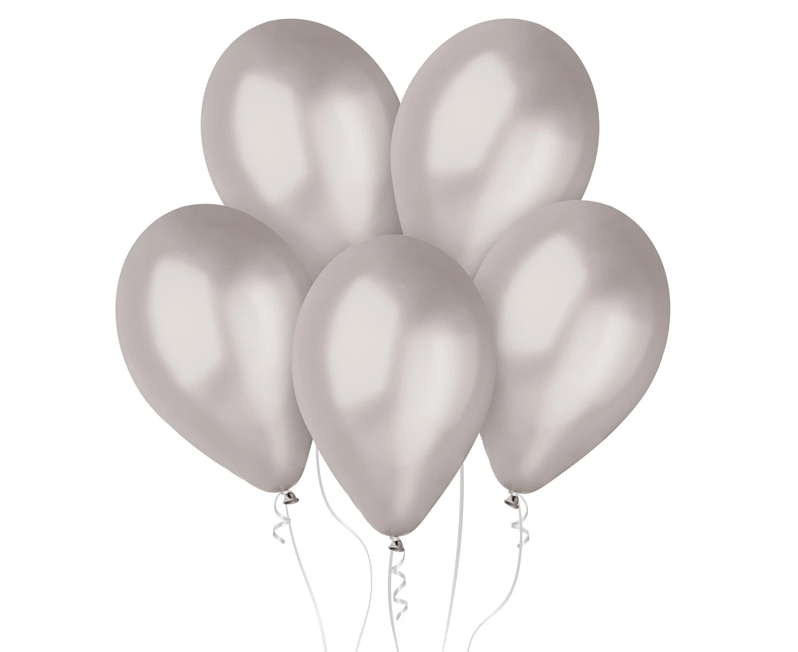 Balony Gemar 13", metalik srebrne, 50szt.