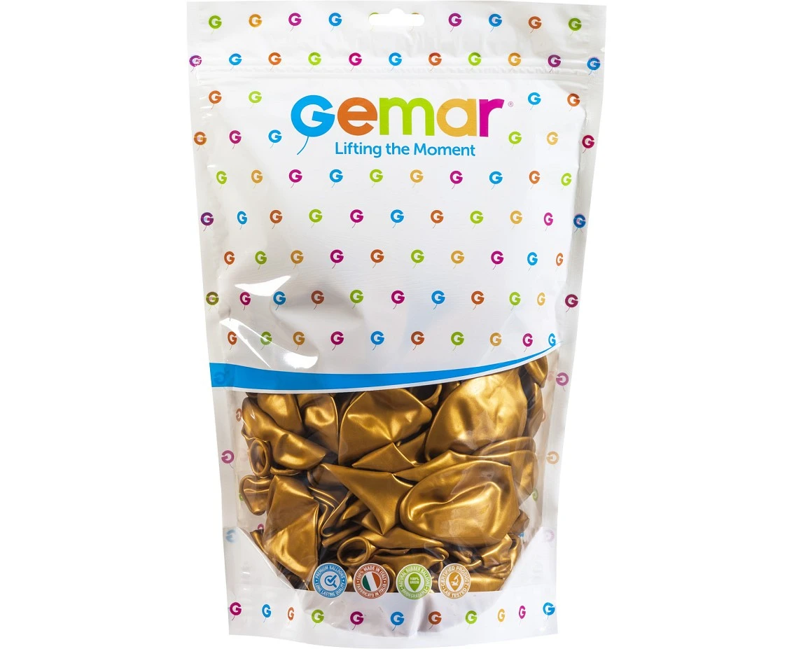 Balony Gemar 13", metalik złote, 50szt.