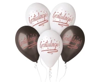 Balony Gemar 13", premium hel gratulacje!, metalik, 5szt. KK