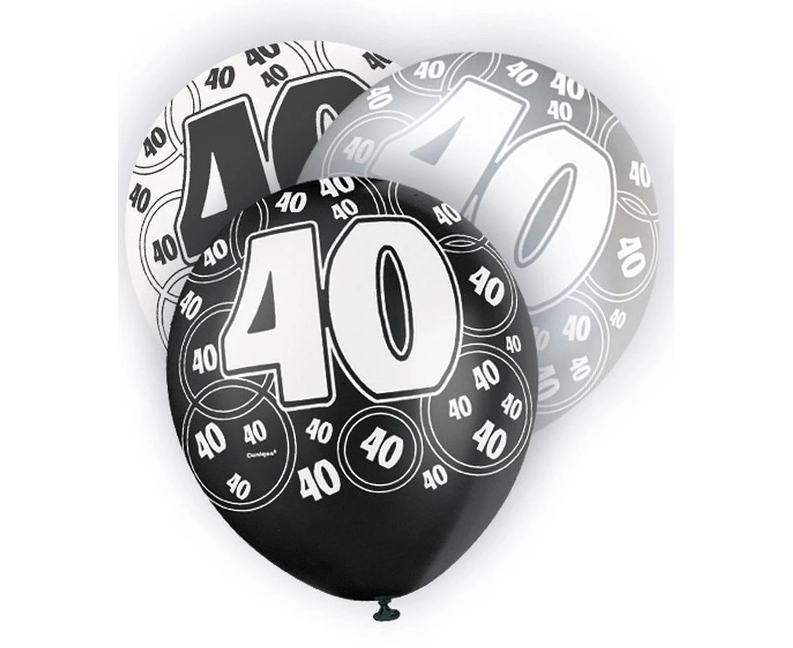 Balon UQ 12" Glitz z nadr. 40, czarny miks, 6 szt.