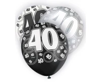 Balon UQ 12" Glitz z nadr. 40, czarny miks, 6 szt.