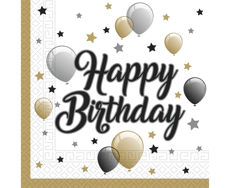 Serwetki papierowe Milestone Happy Birthday, 33x33 cm, 20 szt.