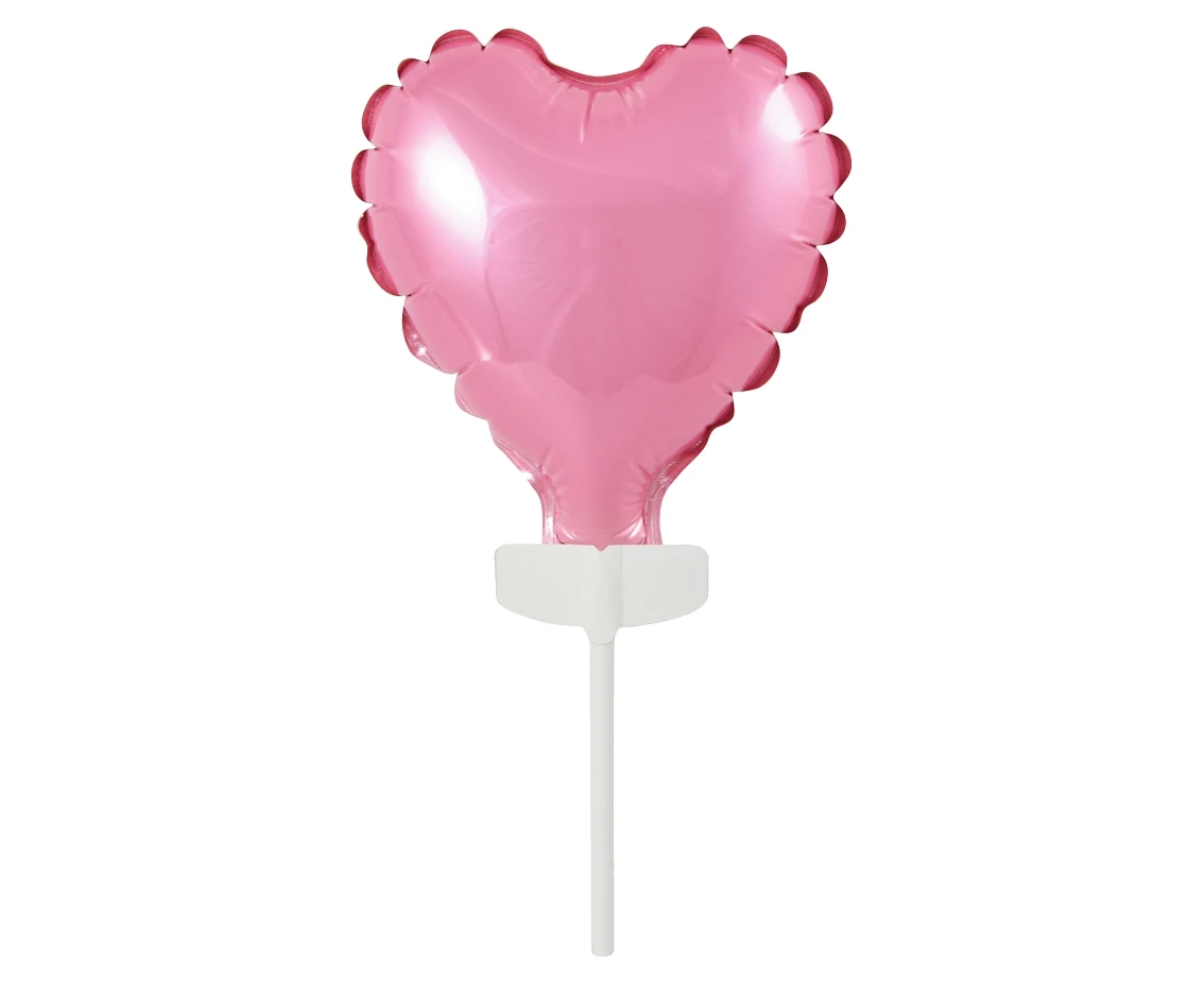Balon foliowy 8 cm serce na patyczku, różowe KK