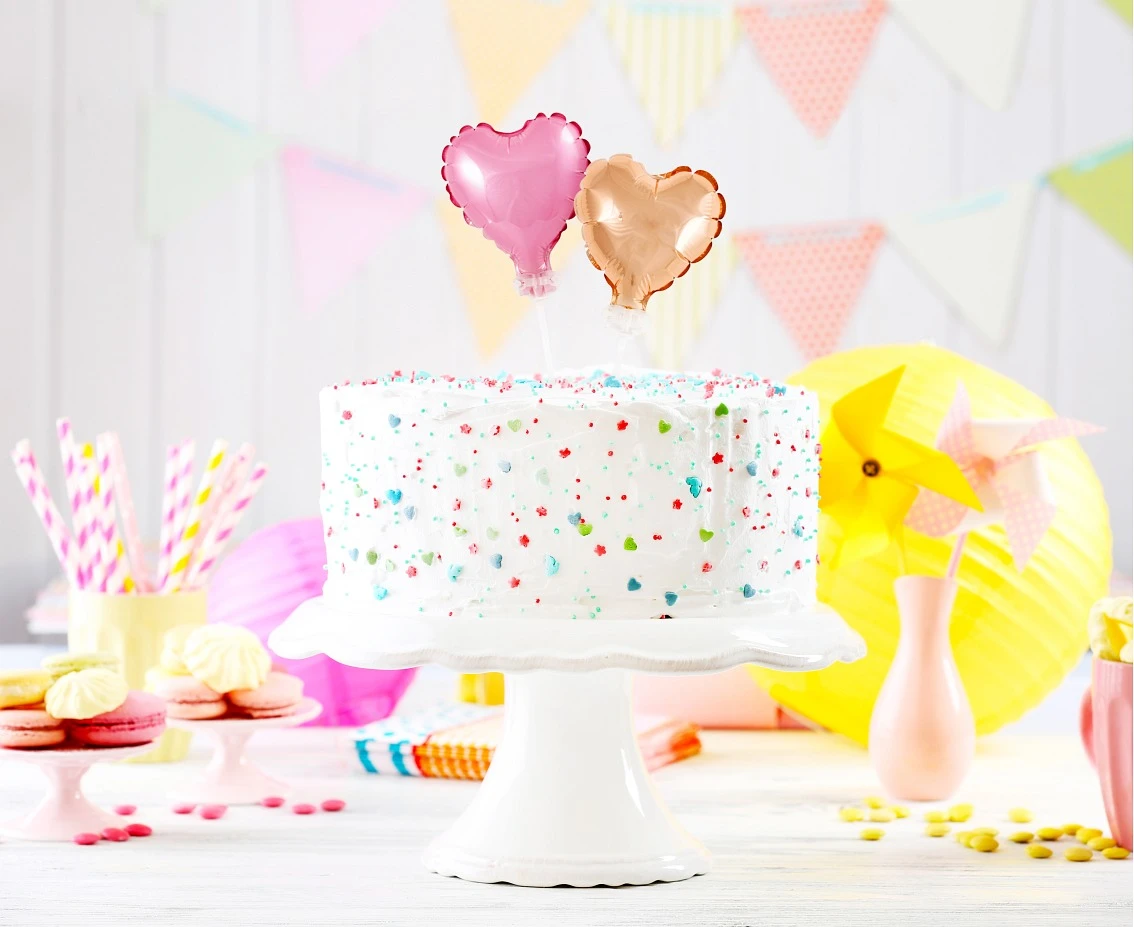 Balon foliowy 8 cm serce na patyczku, różowe KK