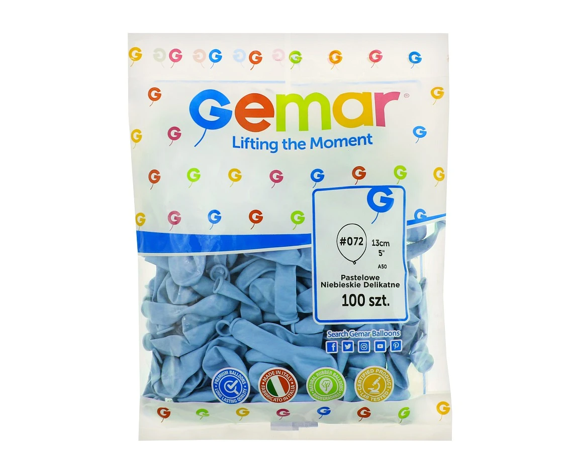 Balony Gemar 5", pastel baby blue macaron, 100szt.