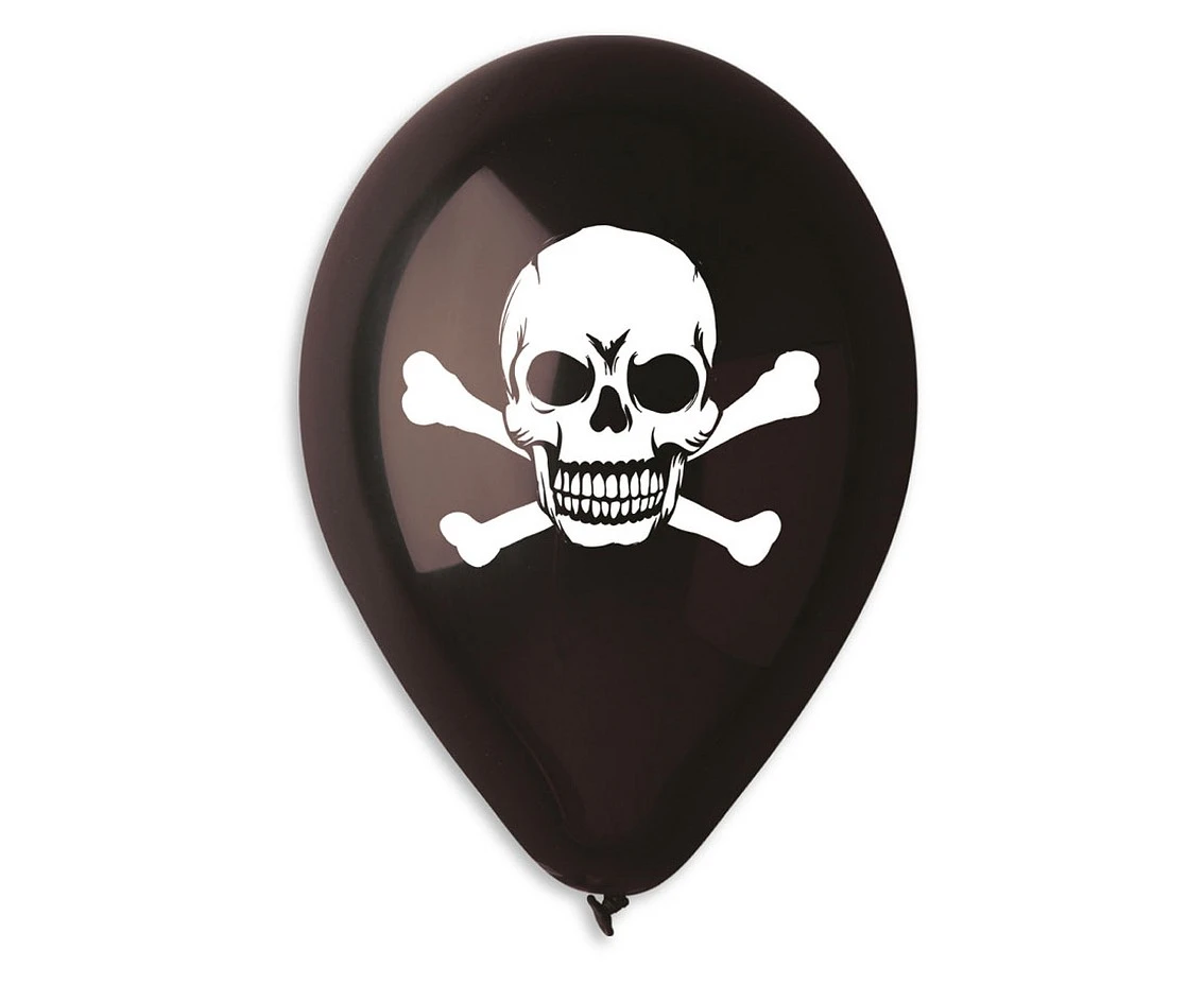 Balony Gemar 12", pastel premium czaszka, czarne, 5szt. KK