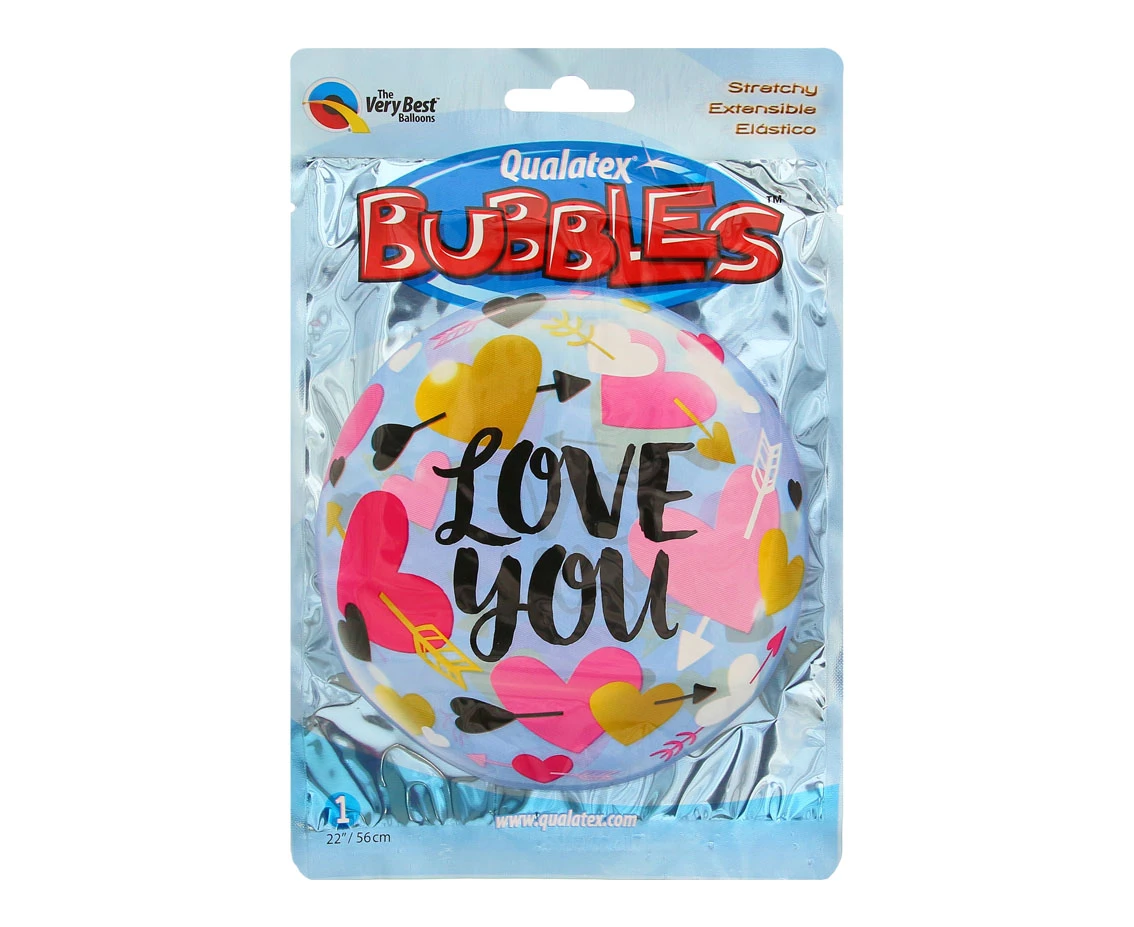 Balon foliowy 22" QL Bubble Poj. Love You KK