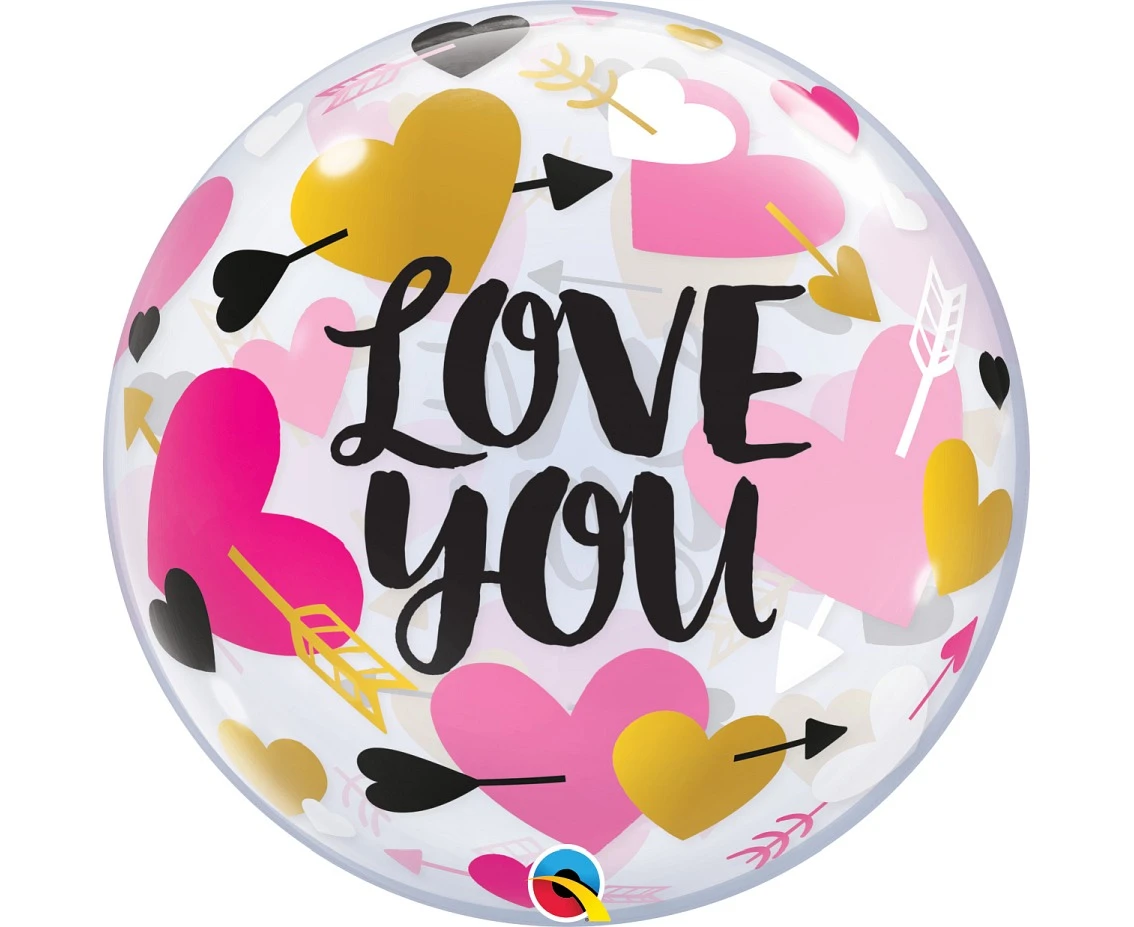Balon foliowy 22" QL Bubble Poj. Love You KK