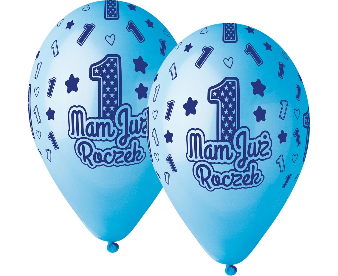 Balony Gemar 13", premium hel mam już roczek, niebieskie, 5szt. KK