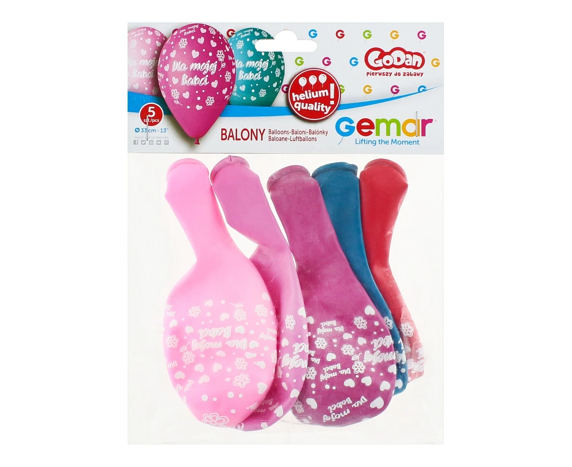 Balony Gemar 13", premium hel dla mojej babci, 5szt. KK